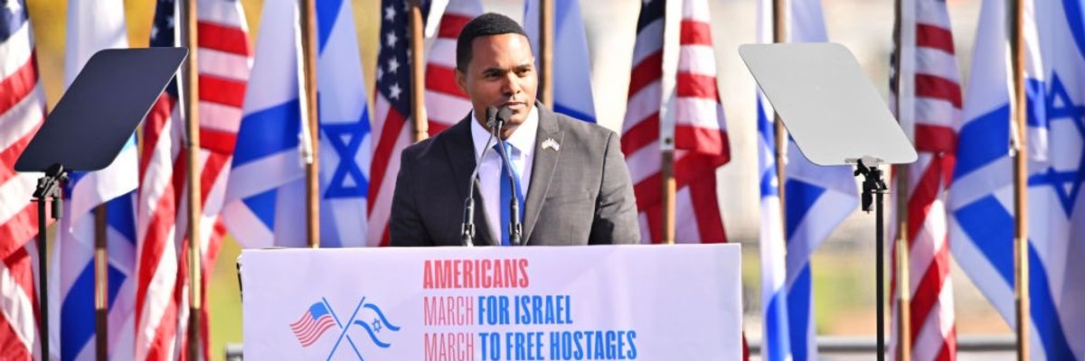 Rep. Ritchie Torres speaks at a March for Israel rally