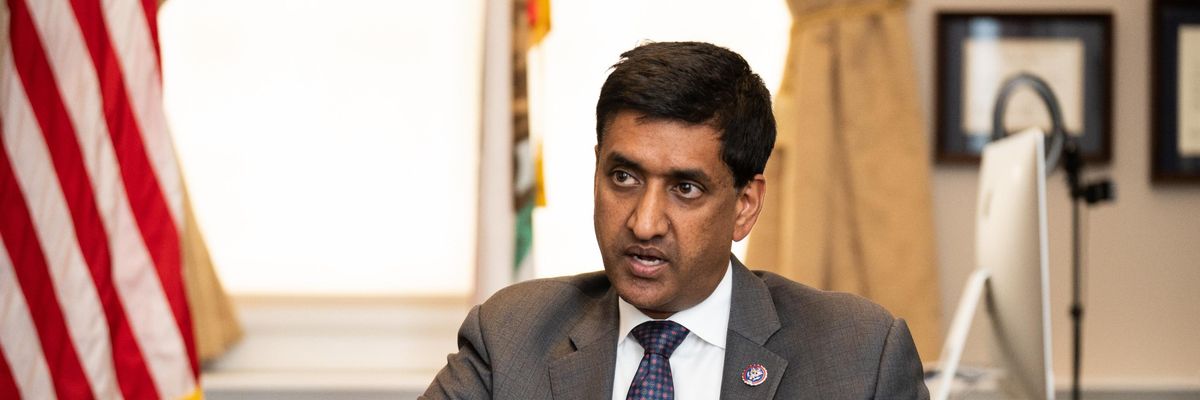 Rep. Ro Khanna (D-Calif.) speaks in his office