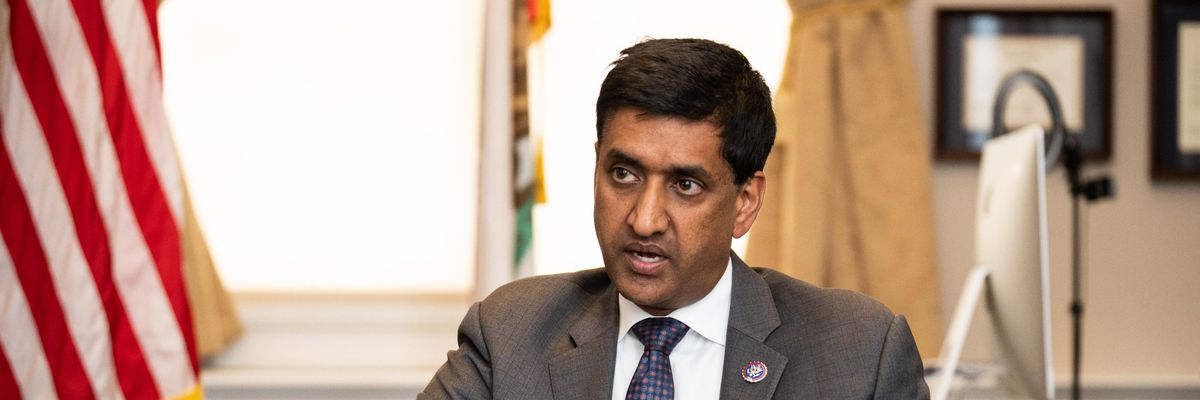 Rep. Ro Khanna (D-Calif.) speaks in his office