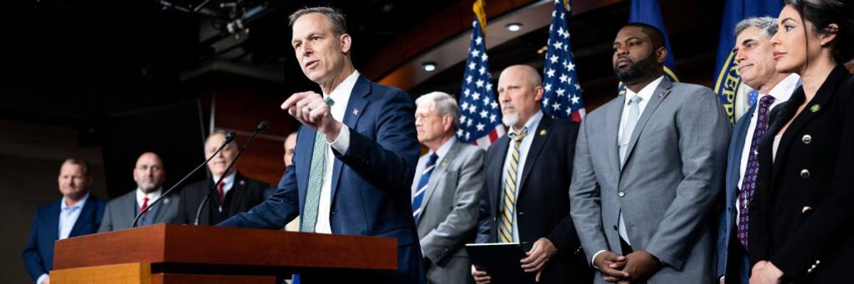 Rep. Scott Perry (R-Pa.), chair of the House Freedom Caucus, speaks during a press conference at the Capitol on March 10, 2023.