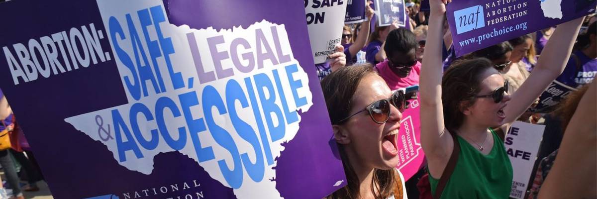 Reproductive rights advocates protest during a pro-choice rally in Texas.