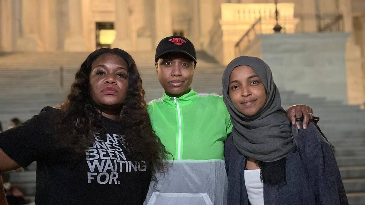 Reps. Cori Bush, Ilhan Omar, and Ayanna Pressley sleep outside the Capitol