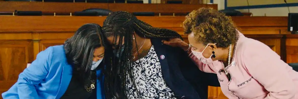 Reps. Pramila Jayapal, Cori Bush and Barbara Lee.