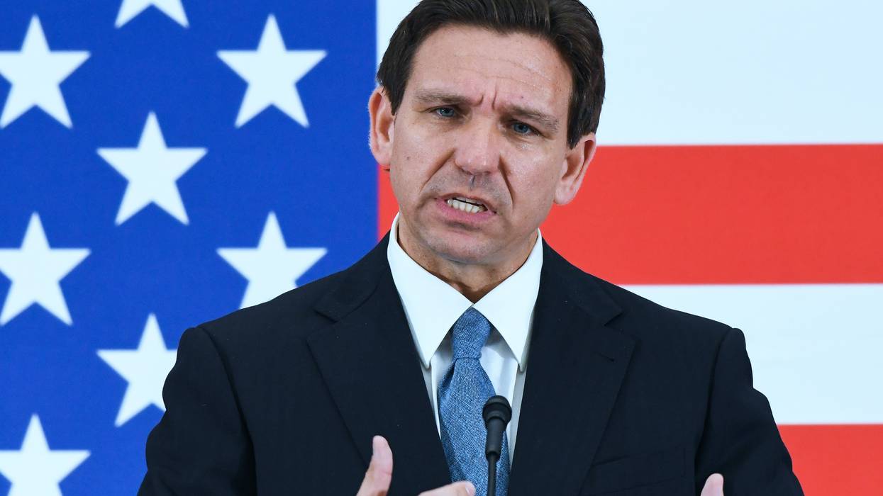 Republican Florida Gov. Ron DeSantis speaks at a press conference in Titusville, Florida on May 1, 2023.