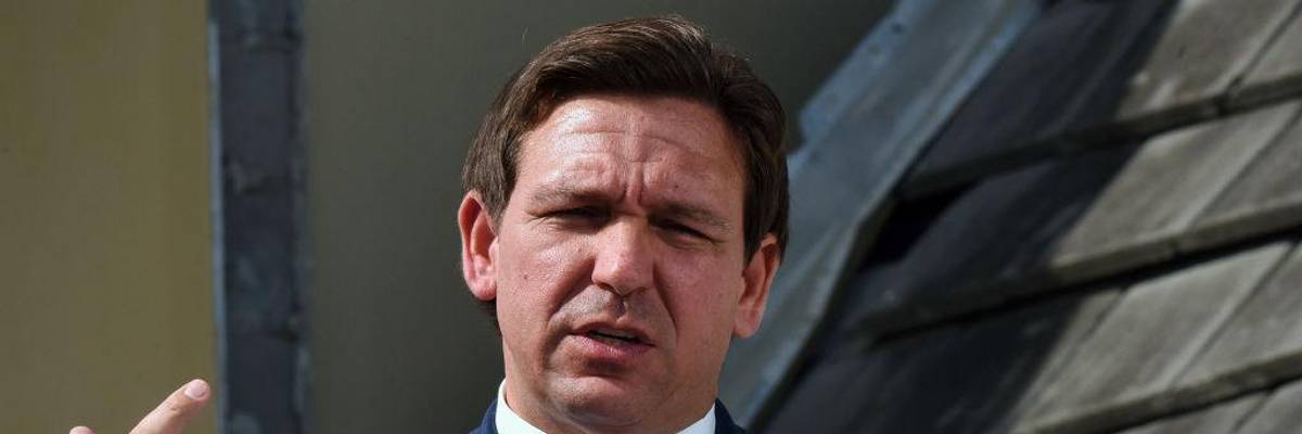Republican Florida Gov. Ron DeSantis speaks at a press conference on January 18, 2023 in Daytona Shores.