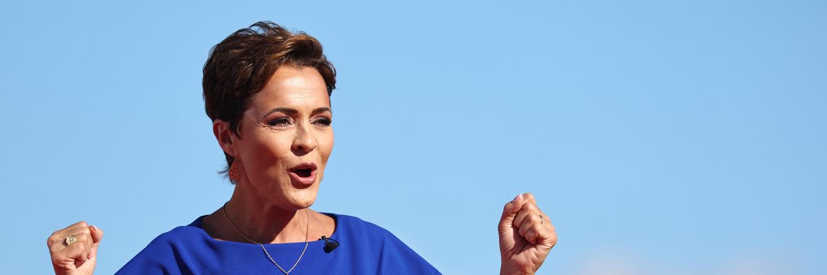 Republican Kari Lake at an Arizona rally featuring Donald Trump