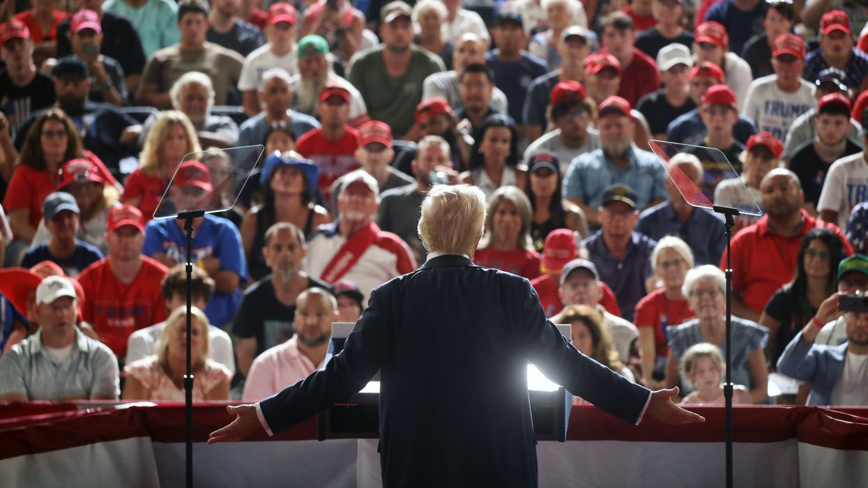 Republican presidential nominee and former U.S. President Donald Trump speaks at a rally