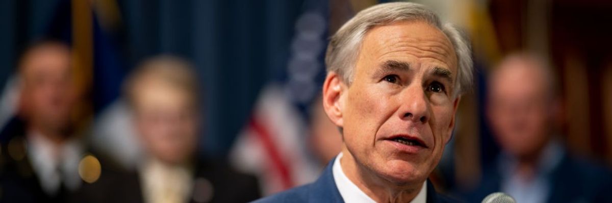 ​Republican Texas Gov. Greg Abbott speaks at a news conference in Austin on June 8, 2023.