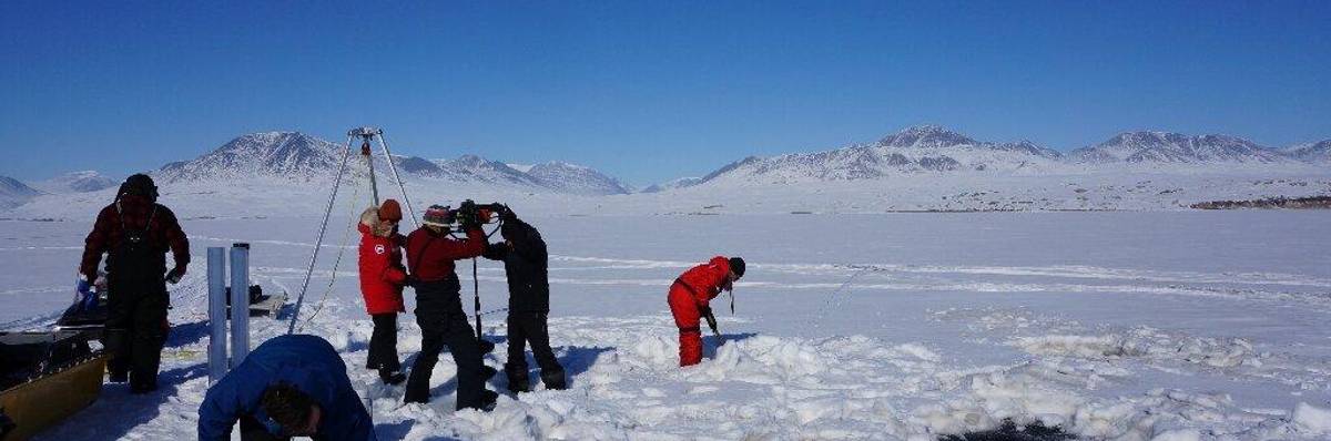 Researchers near lake hazen