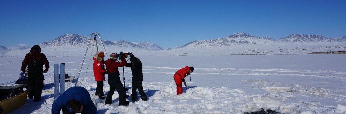 Researchers near lake hazen