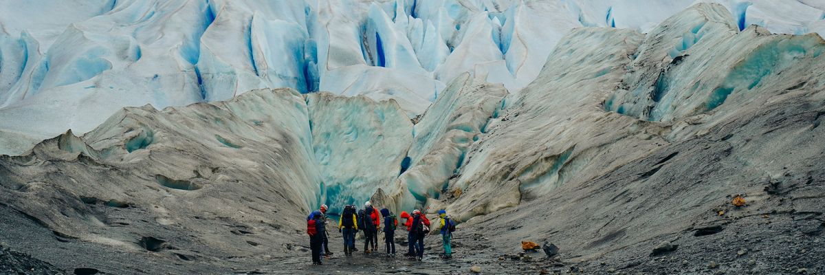Researchers stand on the Juneau ice field