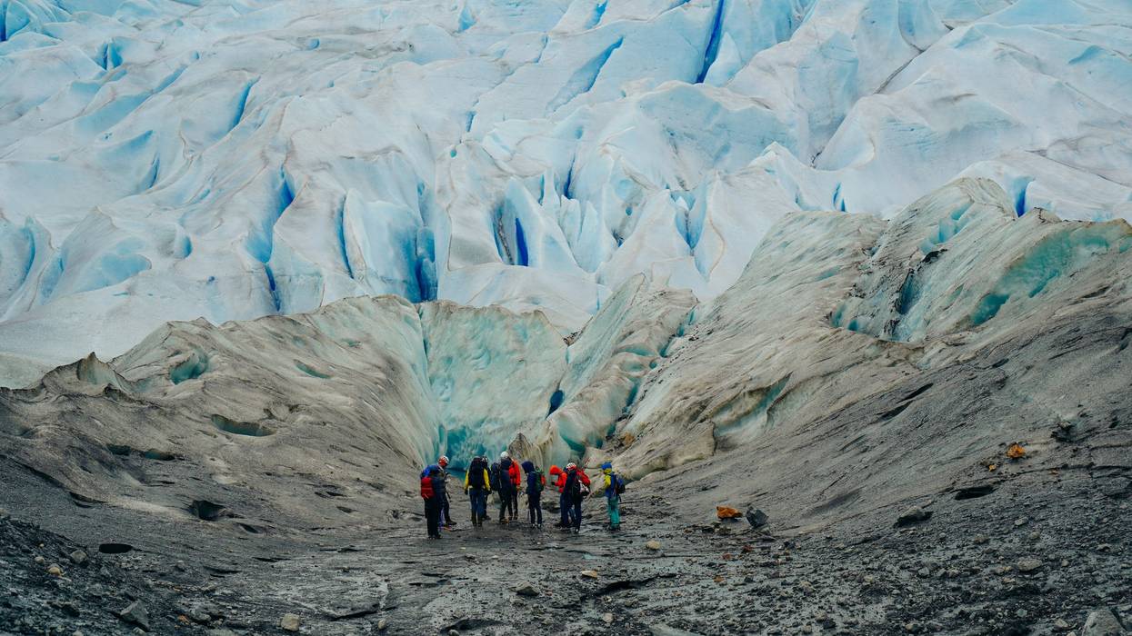 Researchers stand on the Juneau ice field