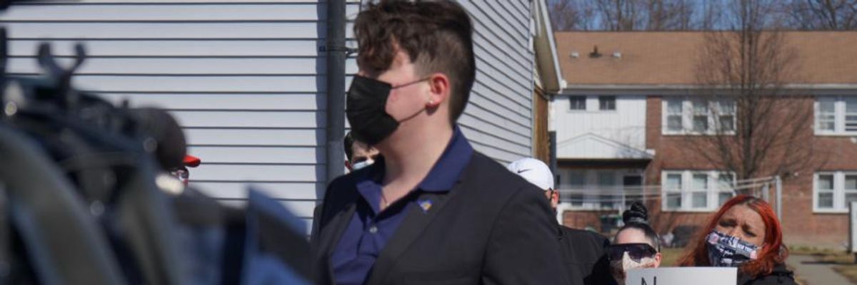 Residents of Saratoga Sites Public Housing in Cohoes, New York protest dangerous emissions from Norlite on March 19, 2021.