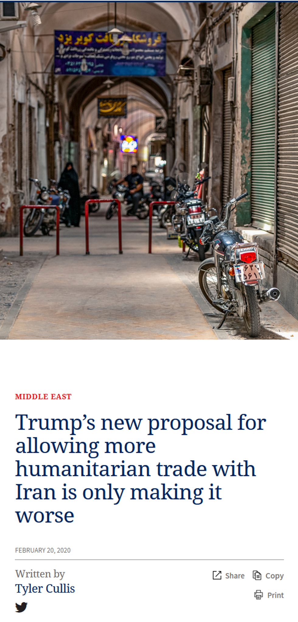 Responsible Statecraft: Trump's new proposal for allowing more humanitarian trade with Iran is only making it worse