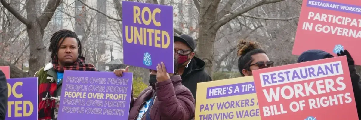 Restaurant workers rally.