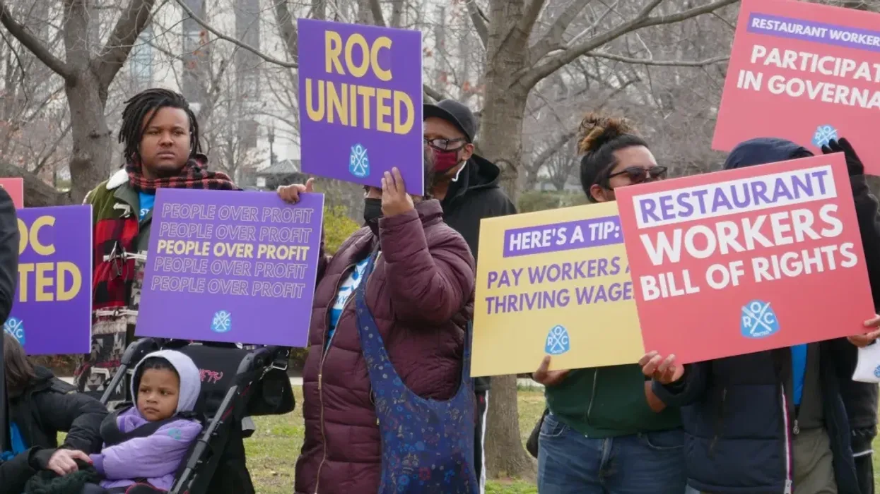 Restaurant workers rally.