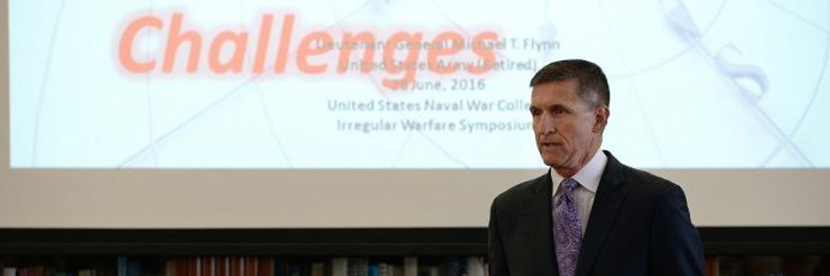 National Security Advisor Flynn Counsels on War While Profiting From It