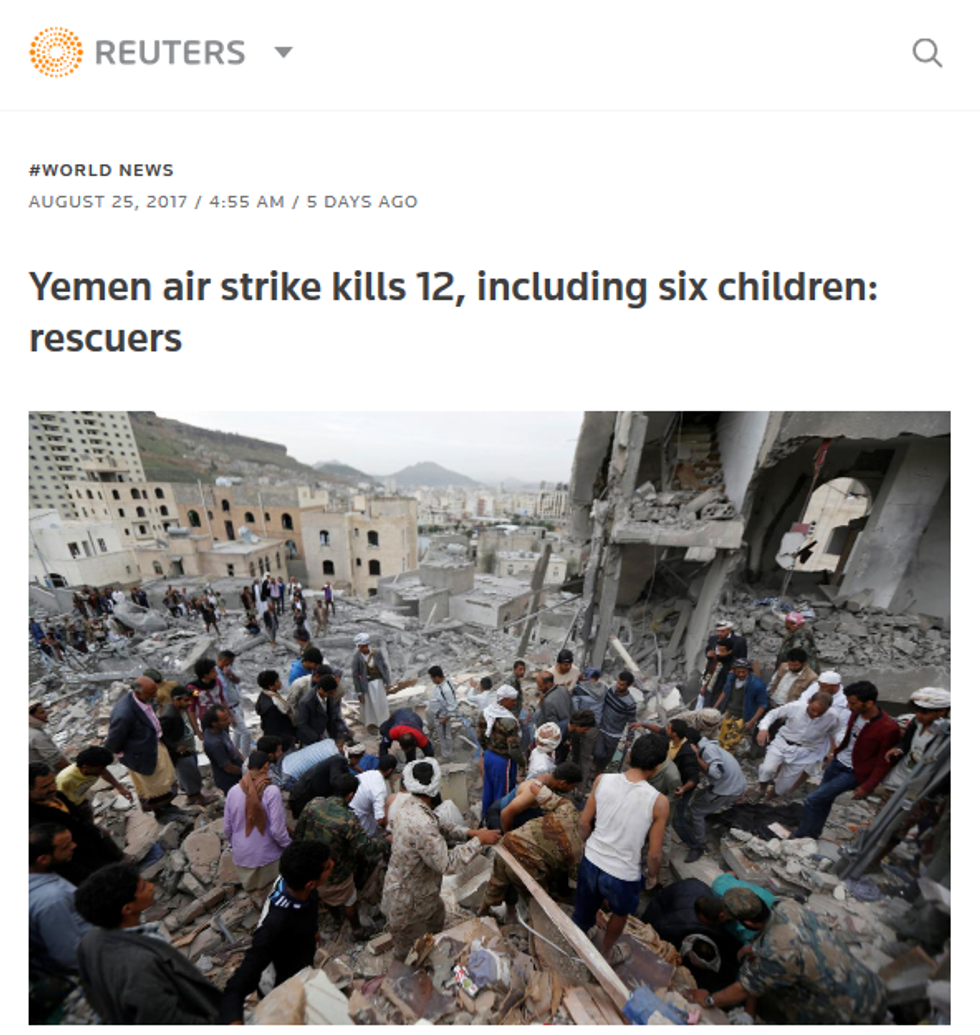 Reuters: Yemen air strike kills 12, including six children: rescuers