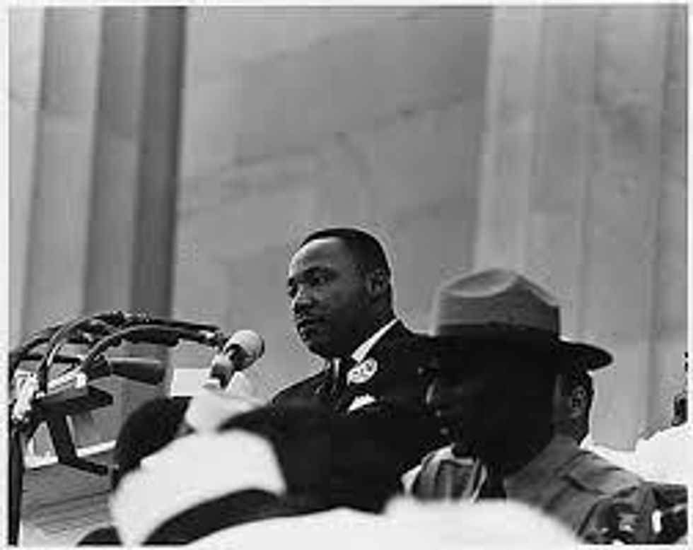Rev. Dr. Martin Luther King, Jr. speaking at the March on Washington on Aug. 28, 1963. (U.S. Information Agency photo.)