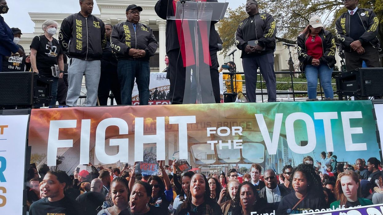 Rev. William Barber speaking in Montgomery, Alabama