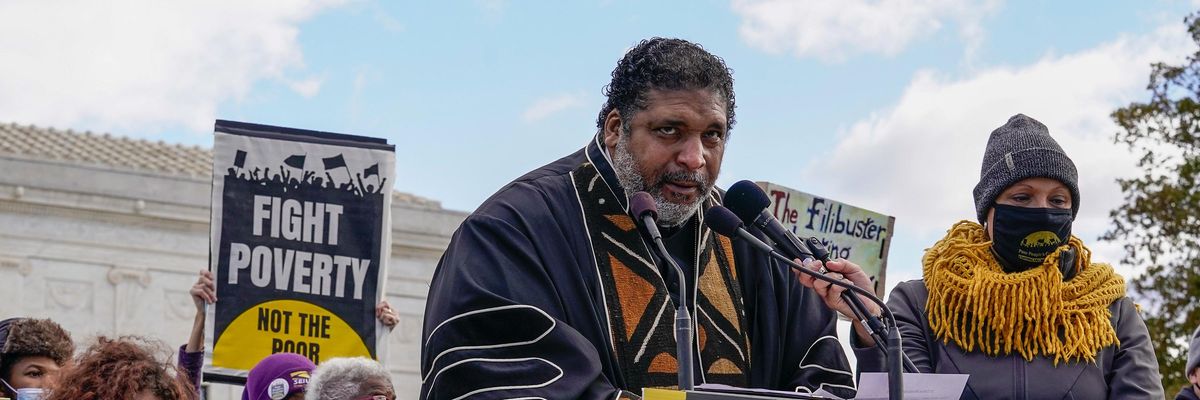 Rev. William Barber speaks at a rally