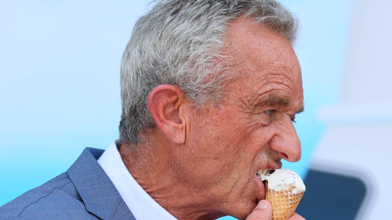 RFK Jr. eats an ice cream cone.