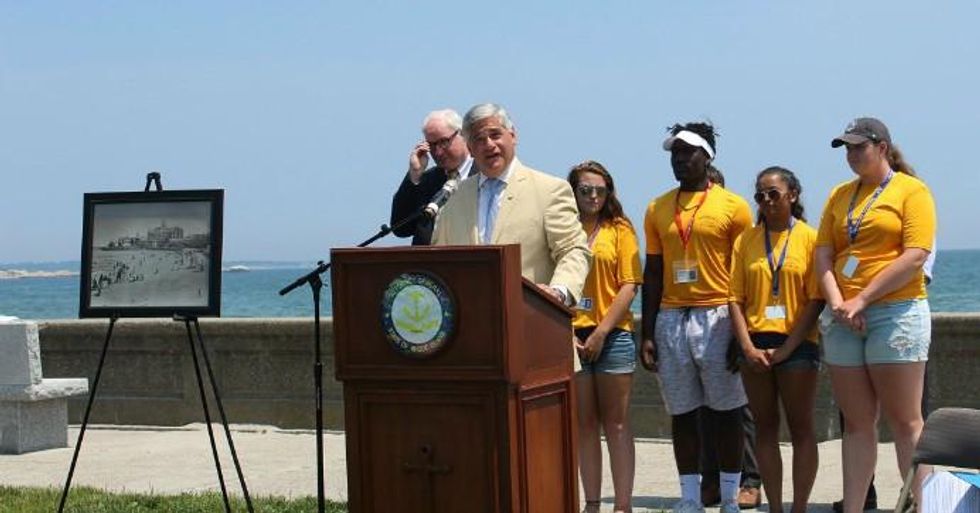 Rhode Island Attorney General Peter F. Kilmartin announced on July 2, 2018 that the state has filed a lawsuit against 21 Big Oil companies for their contributions to the climate crisis. (Photo: @AGKilmartin/Twitter)