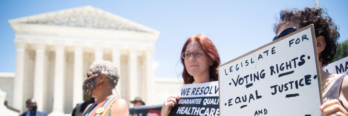 rights protest outside Supreme Court