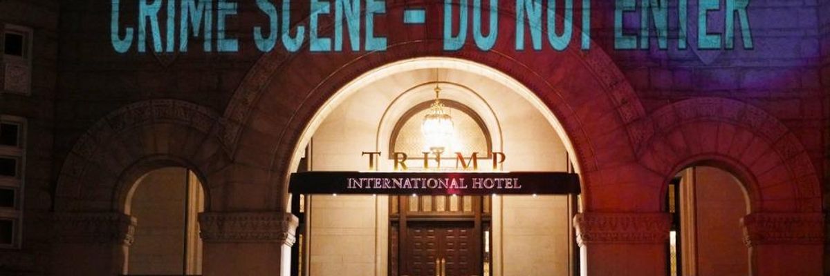 As Corruption Lawsuit Proceeds, Trump's Hotel Marked 'Crime Scene' in Latest Projected Protest