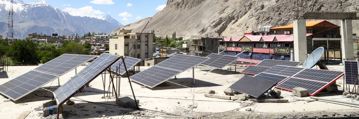 Rooftop solar panels in Pakistan.