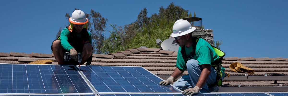 Rooftop solar panels.