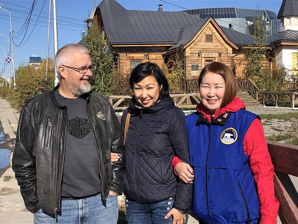 Rotarian hosts in Yakutsk.  Pete, Katya and Maria (Club President). Photo by Ann Wright