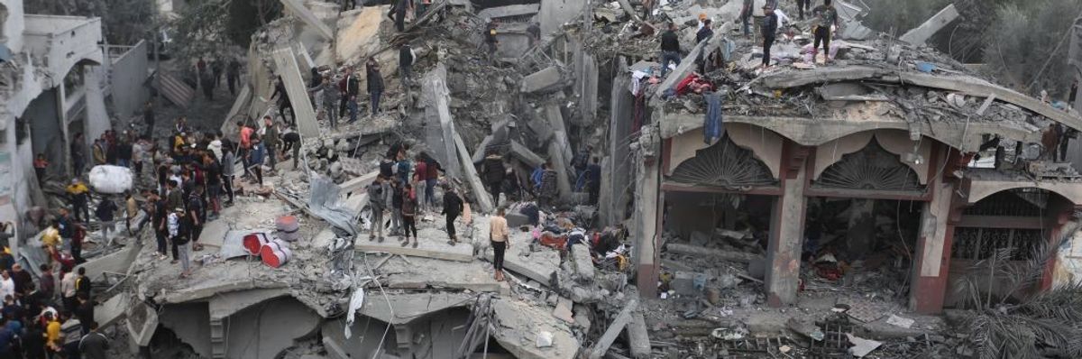 Rubble and destruction near Rafah in Gaza