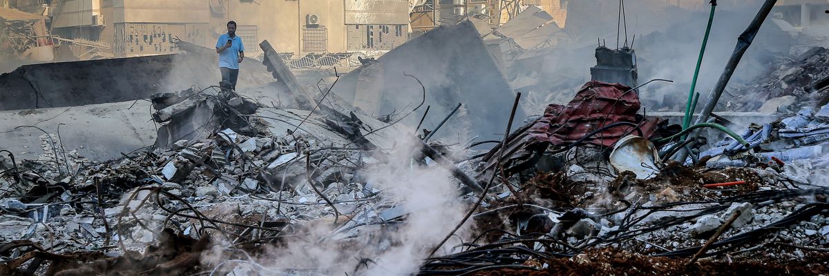 Rubble from Israeli attack on Beirut