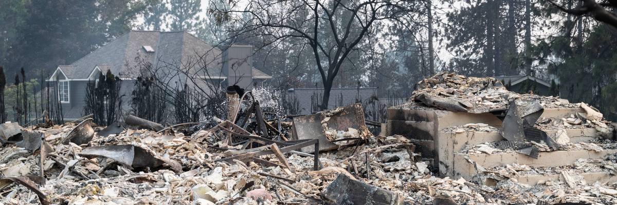 Rubble from Spokane wildfires.