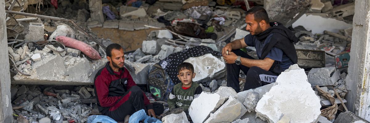 Rubble of Gaza building