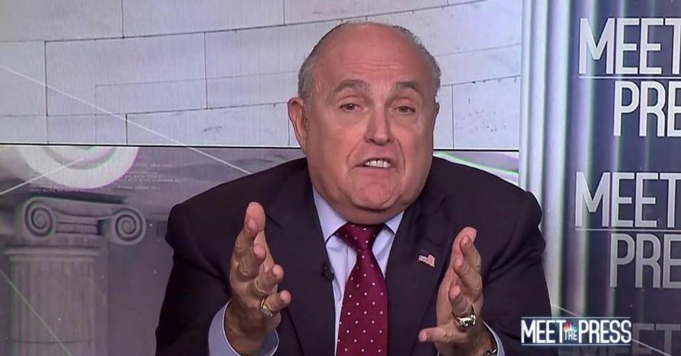 Rudy Giuliani doubled down on President Donald Trump's earlier statement that members of Trump's campaign did, in fact, meet with a Kremlin-linked lawyer in the hopes of obtaining negative information about Hillary Clinton in 2016. (Photo: @MeetThePress/Twitter)