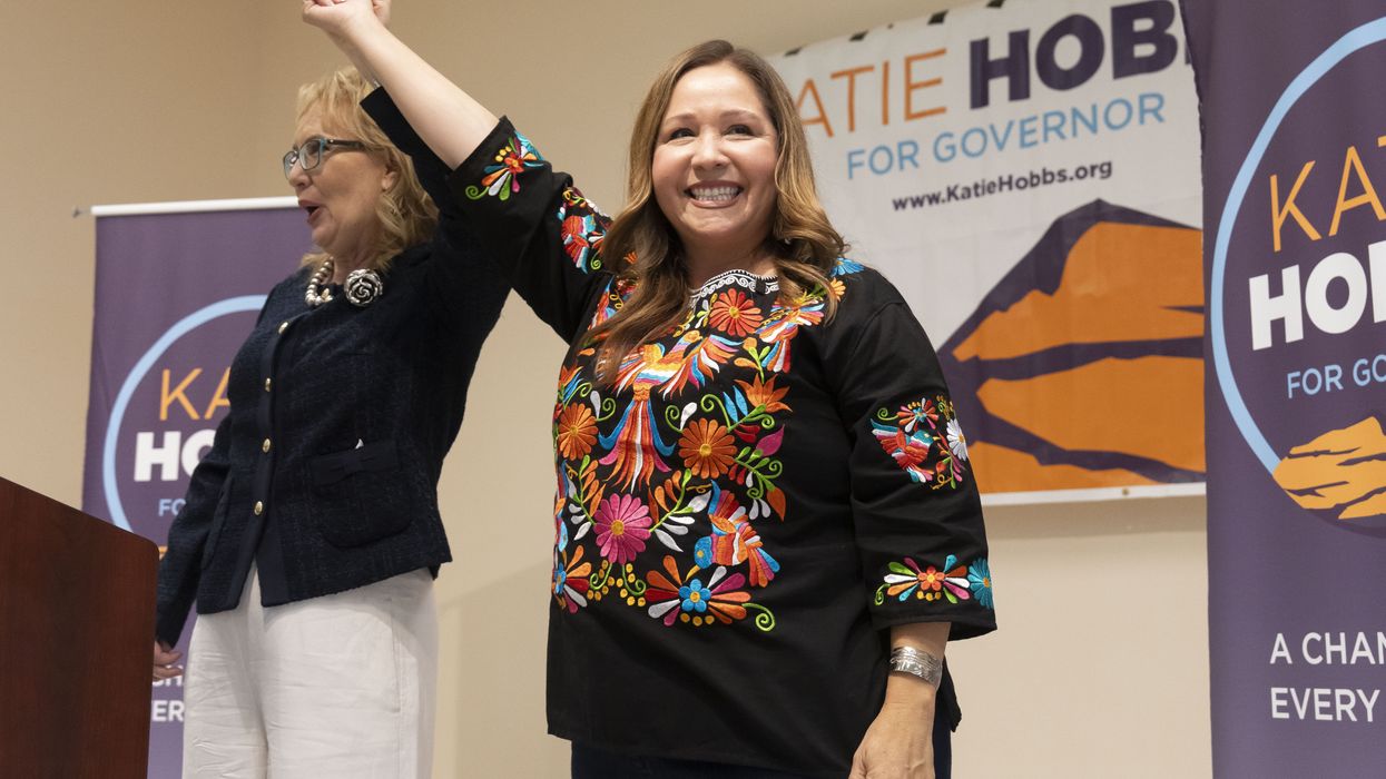 Running For Re-Election AZ Governor Katie Hobbs Campaigns With Rep-Elect Adelita Grijalva And Gabby Giffords In Tucson
