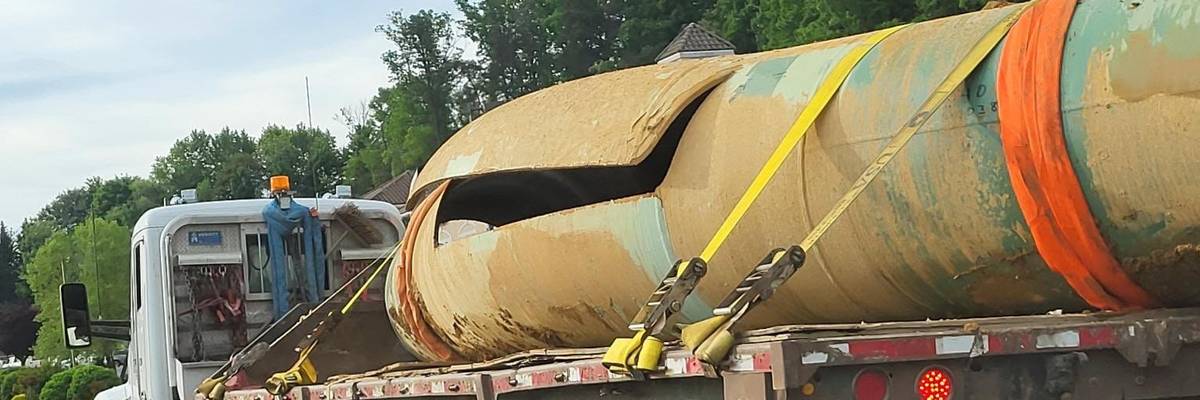 Ruptured section of MVP pipe.