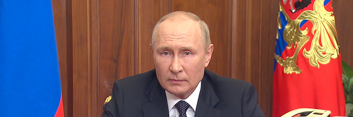 Russian President Vladimir Putin delivers a speech