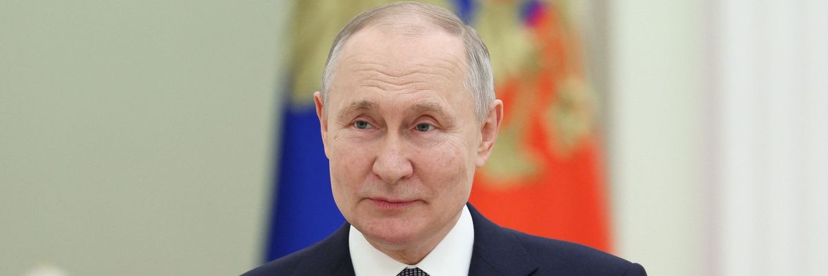 Russian President Vladimir Putin gives a speech at the Kremlin in Moscow on March 22, 2023.