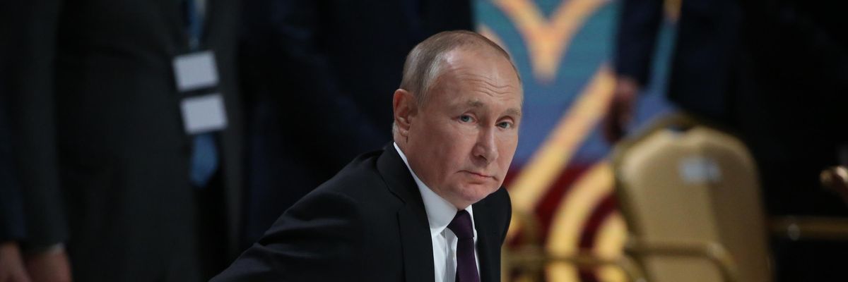 Russian President Vladimir Putin is seen during a summit