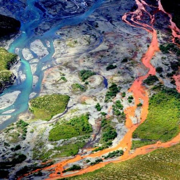 Rusting river in Arctic.