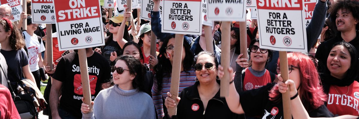 Rutgers students and faculty participate in a strike