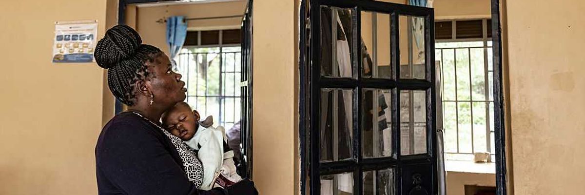 Ruth Gweyi, 34, a mother living with HIV since 2017 visits Kuoyo Sub-county Hospital with her child to collect their medications.