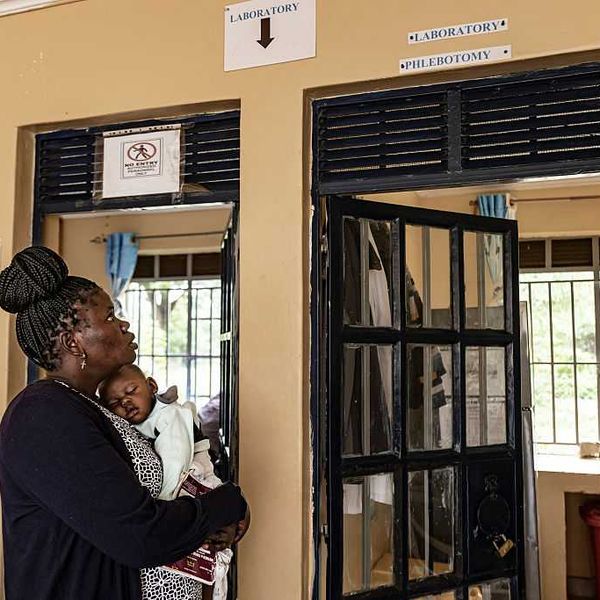 Ruth Gweyi, 34, a mother living with HIV since 2017 visits Kuoyo Sub-county Hospital with her child to collect their medications.