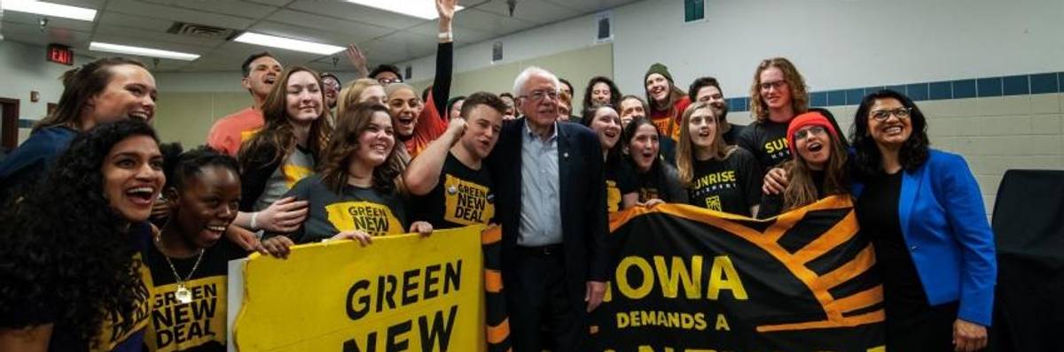 In Iowa, Rashida Tlaib and the Sunrise Movement Push the Green New Deal--and Bernie Sanders