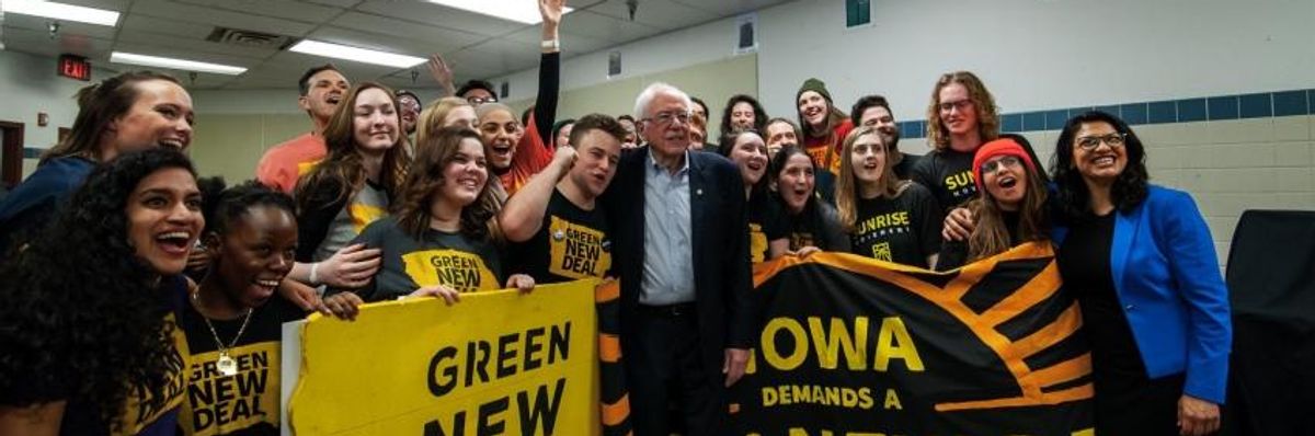 In Iowa, Rashida Tlaib and the Sunrise Movement Push the Green New Deal--and Bernie Sanders