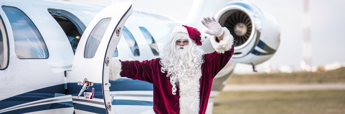Santa Claus on a private jet...