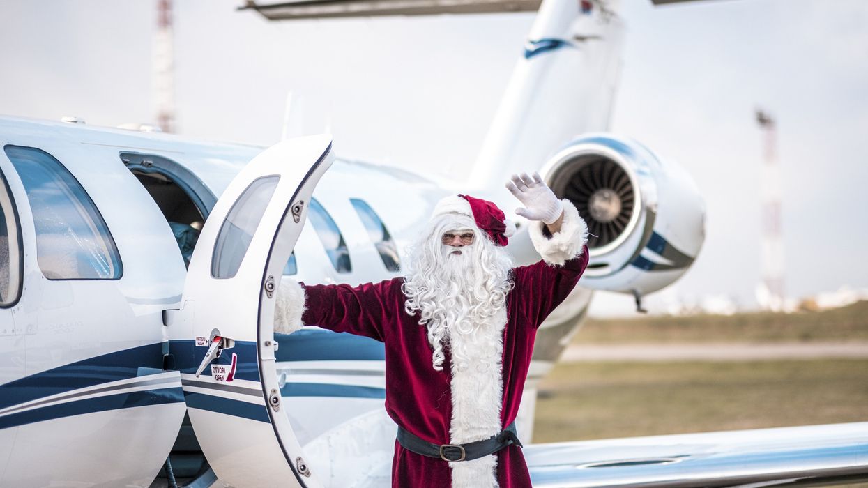Santa Claus on a private jet...